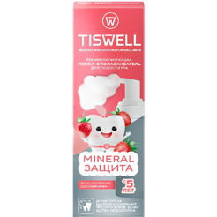 Детская пенка-ополаскиватель для полости рта Tiswell Реминерализующая Клубника со сливками с 5 лет, 50 мл