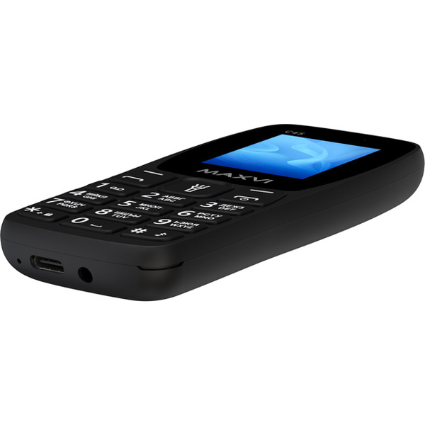 Кнопочный телефон Maxvi C45 + ЗУ WC-112 (черный)