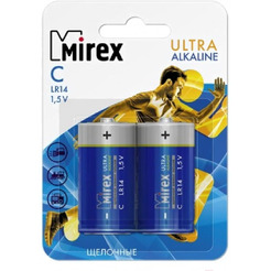 Батарея щелочная Mirex LR14 / C 1,5V  2 шт (2/12/96), ecopack 23702-LR14-E2
