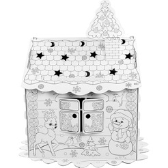 Картонный игровой развивающий BRAUBERG Домик-раскраска Новогодний 880365