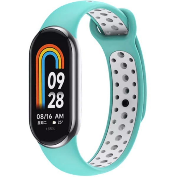 Ремешок Bingo Sport для Xiaomi Mi Band 8 Мята с белым