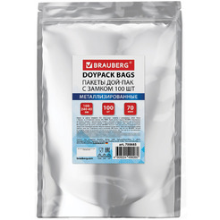 Пакет Дой-Пак с замком BRAUBERG 700685 (метал+прозрач стенка, 160х240+40мм, 100шт, 70 мкм)