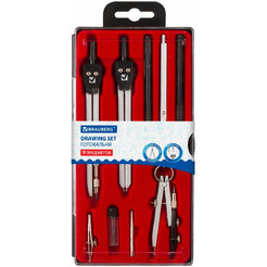 Готовальня BRAUBERG 210353 (9 предм., пласт. пенал)