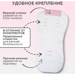 Матрасик в коляску Bubago КМ1 BG 169-3 (розовый принт)