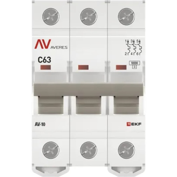 Выключатель автоматический EKF Averes AV-10 3P 63A (C) 10kA