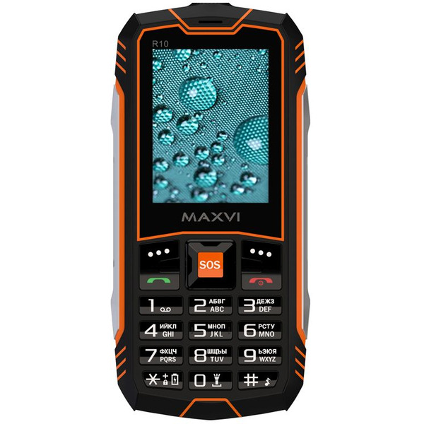 Мобильный телефон Maxvi R10 + ЗУ WC-112 (черный/оранжевый)