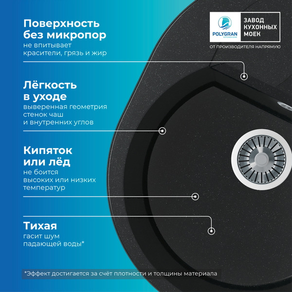 Кухонная мойка Polygran Atol 620 (космос)