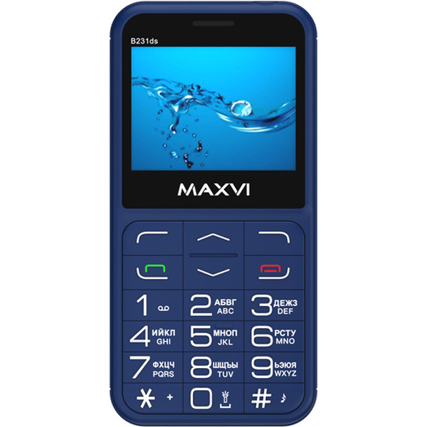 Мобильный телефон Maxvi B231ds +ЗУ WC-114 (синий)