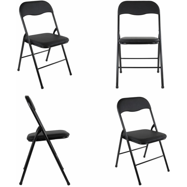 Стулья складные BRABIX CF-007 (КОМПЛЕКТ 4шт., черный каркас, кож.зам черный) 533032