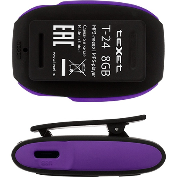 MP3 плеер TEXET T-24 8ГБ черный-фиолетовый