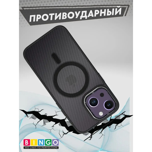 Чехол-накладка Bingo Metal Magnetic Carbon для Apple iPhone 14 Plus (черный)