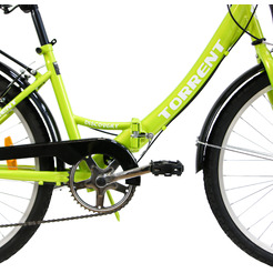 Велосипед TORRENT Discovery-7 (рама сталь 16" складная, 7 скоростей., SHIMANO, колеса 24д. корзина) Зеленый