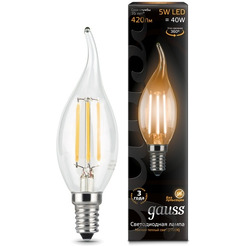 Лампа Gauss LED Filament Candie tailed 5W E14 2700K (104801105)