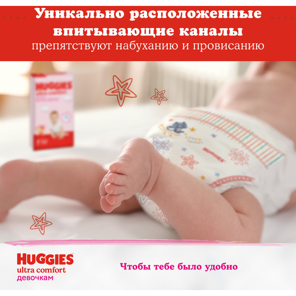 Детские одноразовые подгузники HUGGIES Ultra Comfort 5 Disney Girl (12-22кг) 84 шт.