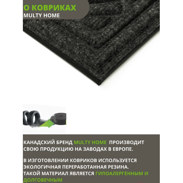 Коврик грязезащитный Multy Home Rambo-Lima 43x63 SH50001585 (разноцветный с надписью и узором сердца)