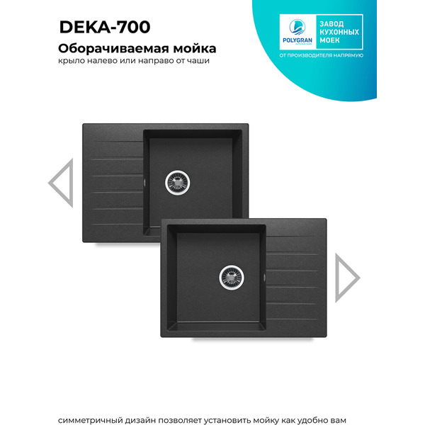 Мойка кухонная Polygran Deka 700 (черный)