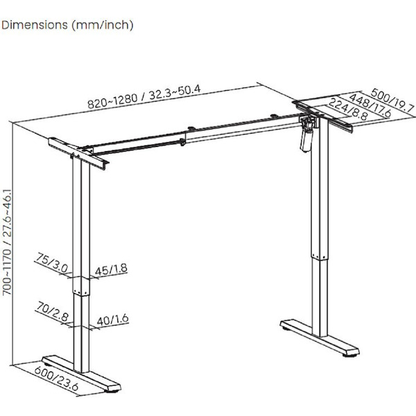 Рама к столу Ergosmart Electric Desk Slim (черный)