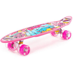 Доска роликовая Полесье 89564 (59 см) малиновая с наклейкой и малиновыми колёсами
