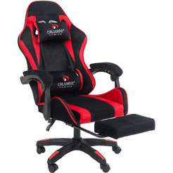 Вибромассажное кресло Calviano 1584 (велюр, черный/красный)