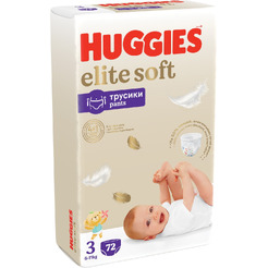Детские одноразовые трусики-подгузники HUGGIES Elite Soft Giga 3 (6-11кг) 72 шт