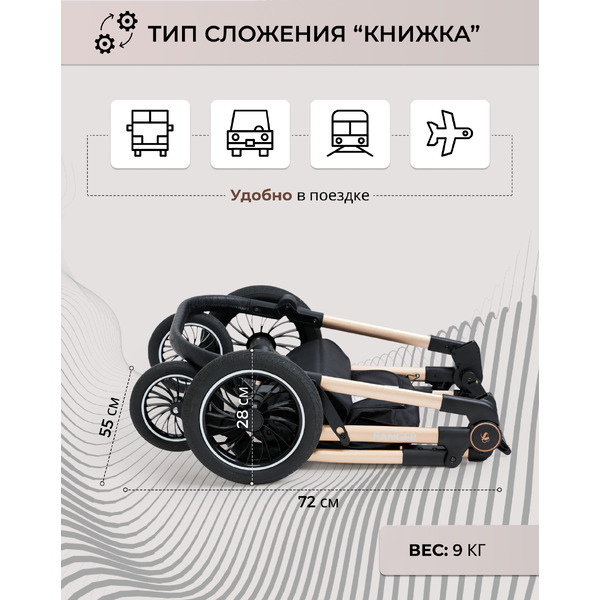 Детская универсальная коляска Sweet Baby Ranger 3в1 (Neo Black Gold)