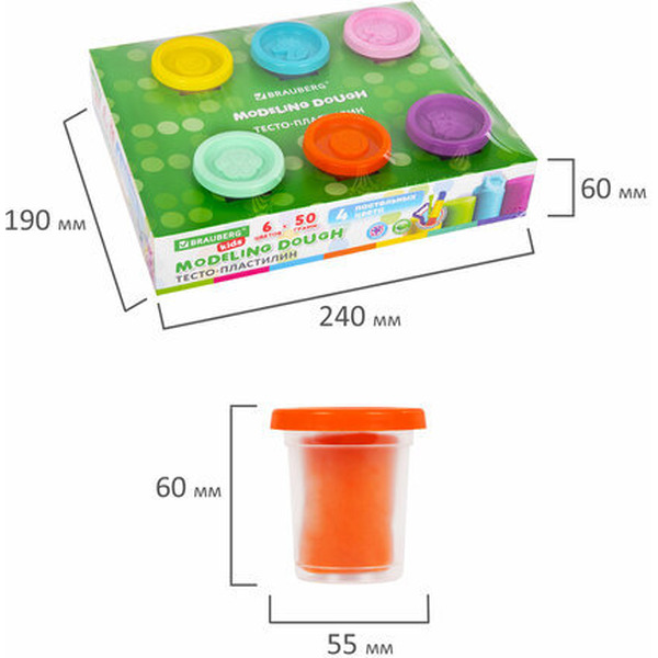 Пластилин BRAUBERG KIDS 106719 (6 цв.)
