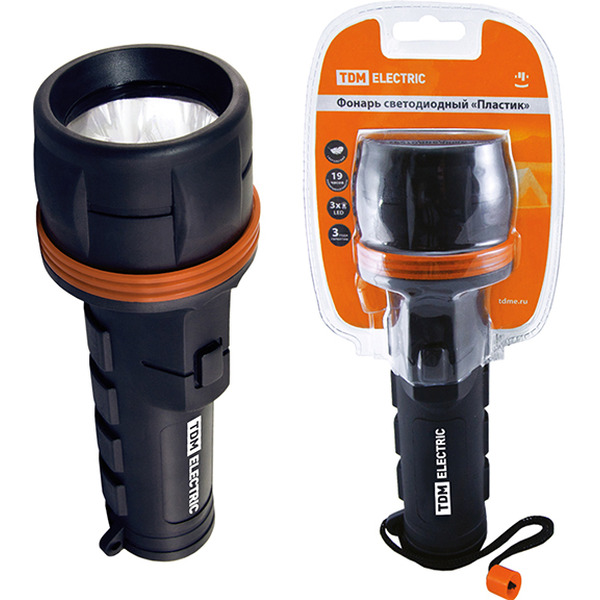 Фонарь светодиодный TDM Пластик, обрезиненный (SQ0350-0015)
