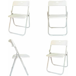 Стулья складные BRABIX Golf Lite CF-017 (КОМПЛЕКТ 4 шт., серебристый каркас, пластик, белый) 533035