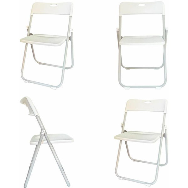 Стулья складные BRABIX Golf Lite CF-017 (КОМПЛЕКТ 4 шт., серебристый каркас, пластик, белый) 533035