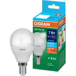 Лампа светодиодная OSRAM  P60 7W6500К 230V E14 10X1