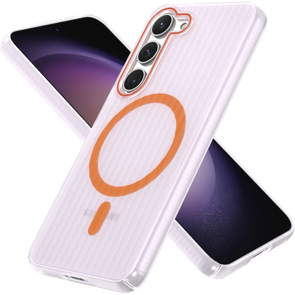 Задняя накладка CASE Translucent Strip Samsung Galaxy S23, прозрачно-оранжевый