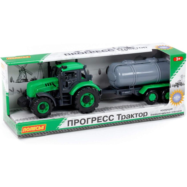 Трактор Полесье Прогресс с прицепом-цистерной 91567 (зеленый)