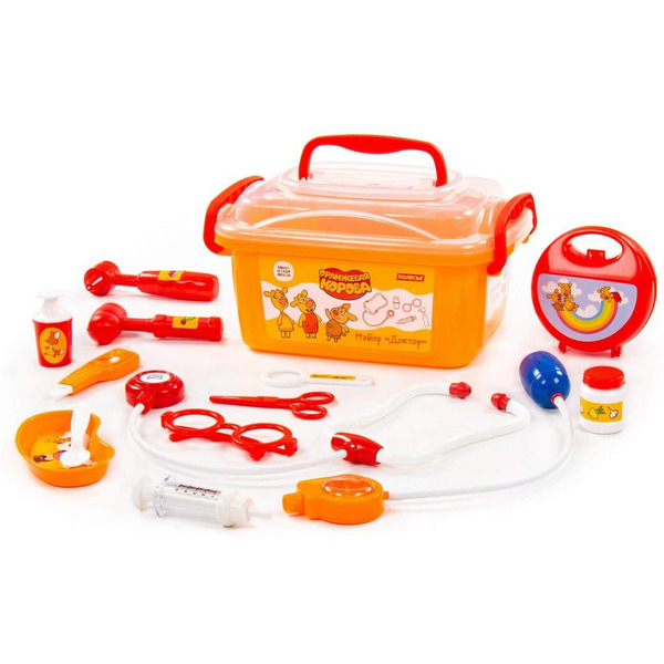 Игровой набор доктора Полесье Оранжевая корова Доктор 83357