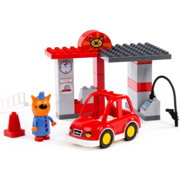 Конструктор Полесье Макси Три кота. Папа на заправочной станции 77520