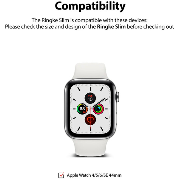 Чехол Ringke SLIM для Apple Watch SE3/SE2/SE/6/5/4 44mm CLEAR(1шт) + BLACK(1шт)