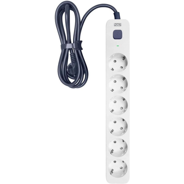 Сетевой фильтр Powercom SP-06W 3,0М 3м (6 розеток) белый/серый