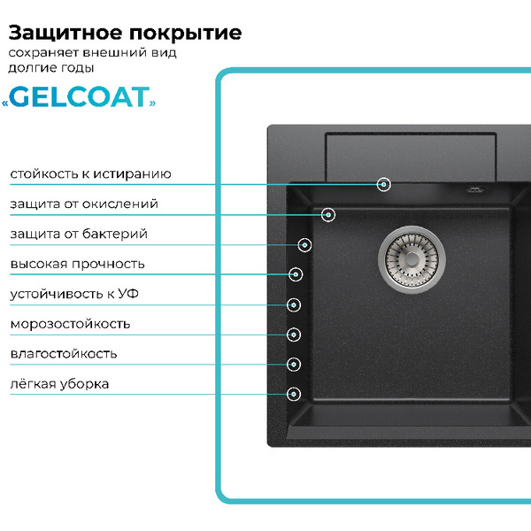 Кухонная мойка Polygran Argo 460 (черный)