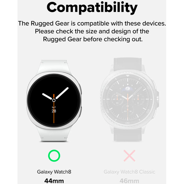 Ремешок с чехлом RINGKE Rugged Gear для Galaxy Watch 8 44mm ALL BLACK