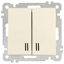 Выключатель двухклавишный с подсветкой Mutlusan 2100-426-0102 слоновая кость (21 серия)