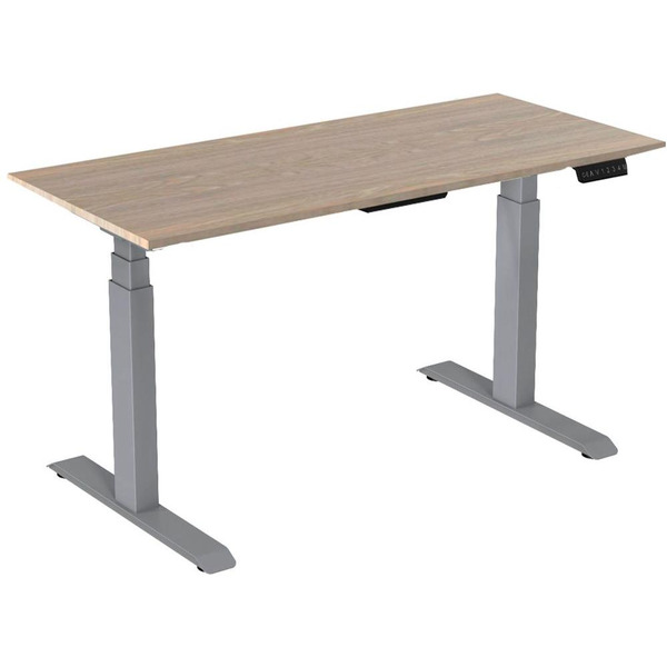 Стол для работы стоя WellDesk Uplift с электроприводом 28мм (ясень шимо, серый)