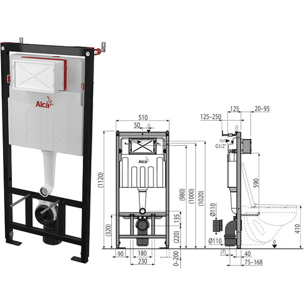 Инсталляция для унитаза Alcaplast AM101/1120-BL-01