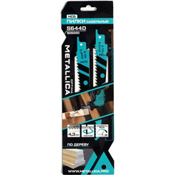 Пилки сабельные METALLICA Optima S644D 150/125мм шаг 4,3мм, HCS узкие, по дереву 2шт 908280