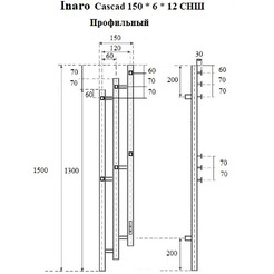 Полотенцесушитель Маргроид Ferrum Inaro 3 Cascade СНШ профильный 150х6х12 (черный матовый, скрытого монтажа, таймер справа)
