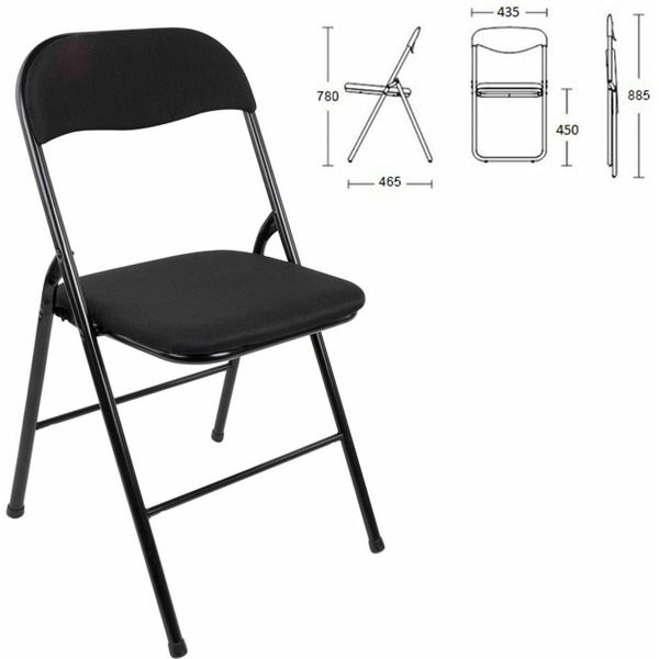 Стул складной BRABIX Golf CF-007 (чёрный каркас, чёрная ткань) 533025