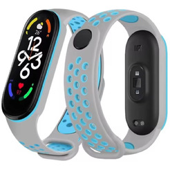 Ремешок Bingo Sport для XIAOMI Mi Band 5/6/7 Серый с голубым