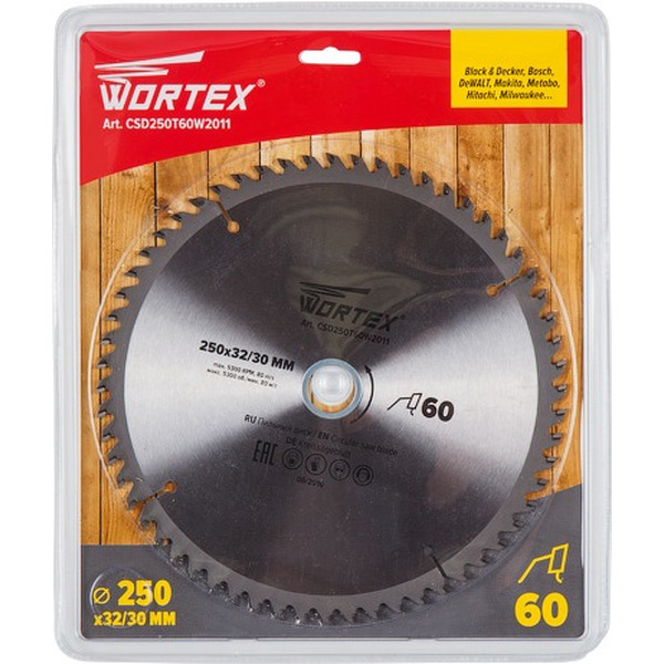 Диск пильный WORTEX 250х32/30 мм 60 зуб. по дереву (CSD250T60W2011)