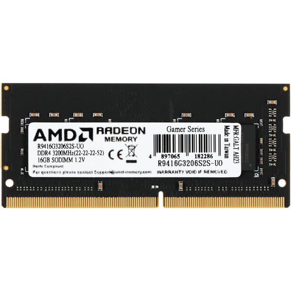 Оперативная память AMD Radeon 16GB DDR4 SODIMM PC4-25600 R9416G3206S2S-UO