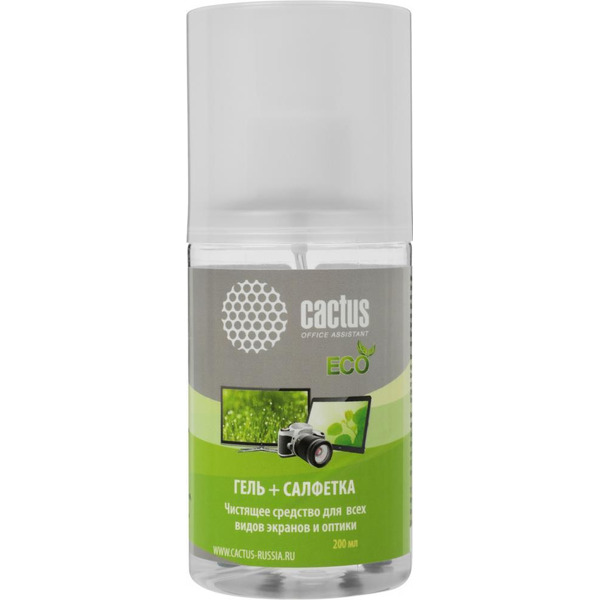 Чистящий набор Cactus CS-S3004E для экранов и оптики (салфетка + гель, 200 мл)