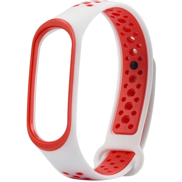 Ремешок Bingo Sport для XIAOMI Mi Band 5/6/7 (белый с красным)