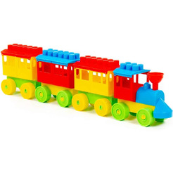 Конструктор Полесье 2051 Паровоз с тремя вагонами